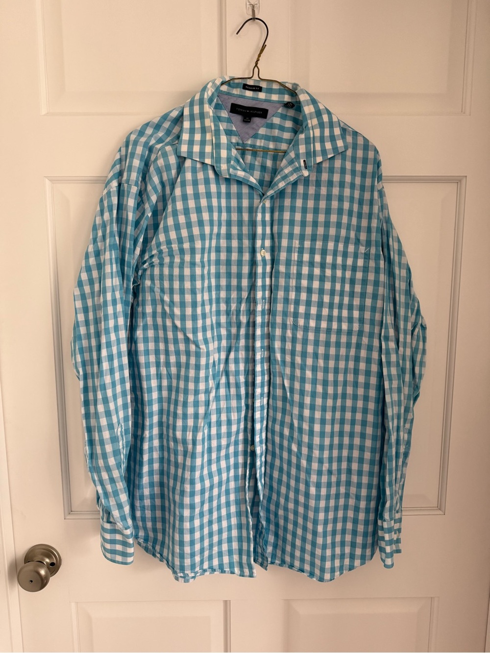 Tommy Hilfiger Blue and White Checkered Button Down